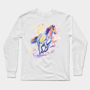 Rainbow Running Horse Long Sleeve T-Shirt